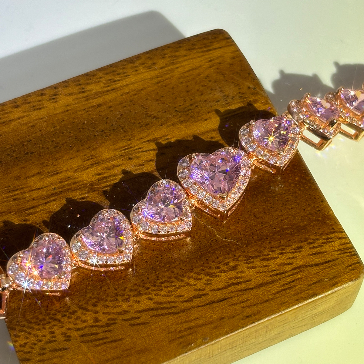 Diamond Heart Bracelet Rose Gold Pave Jewelry for Men