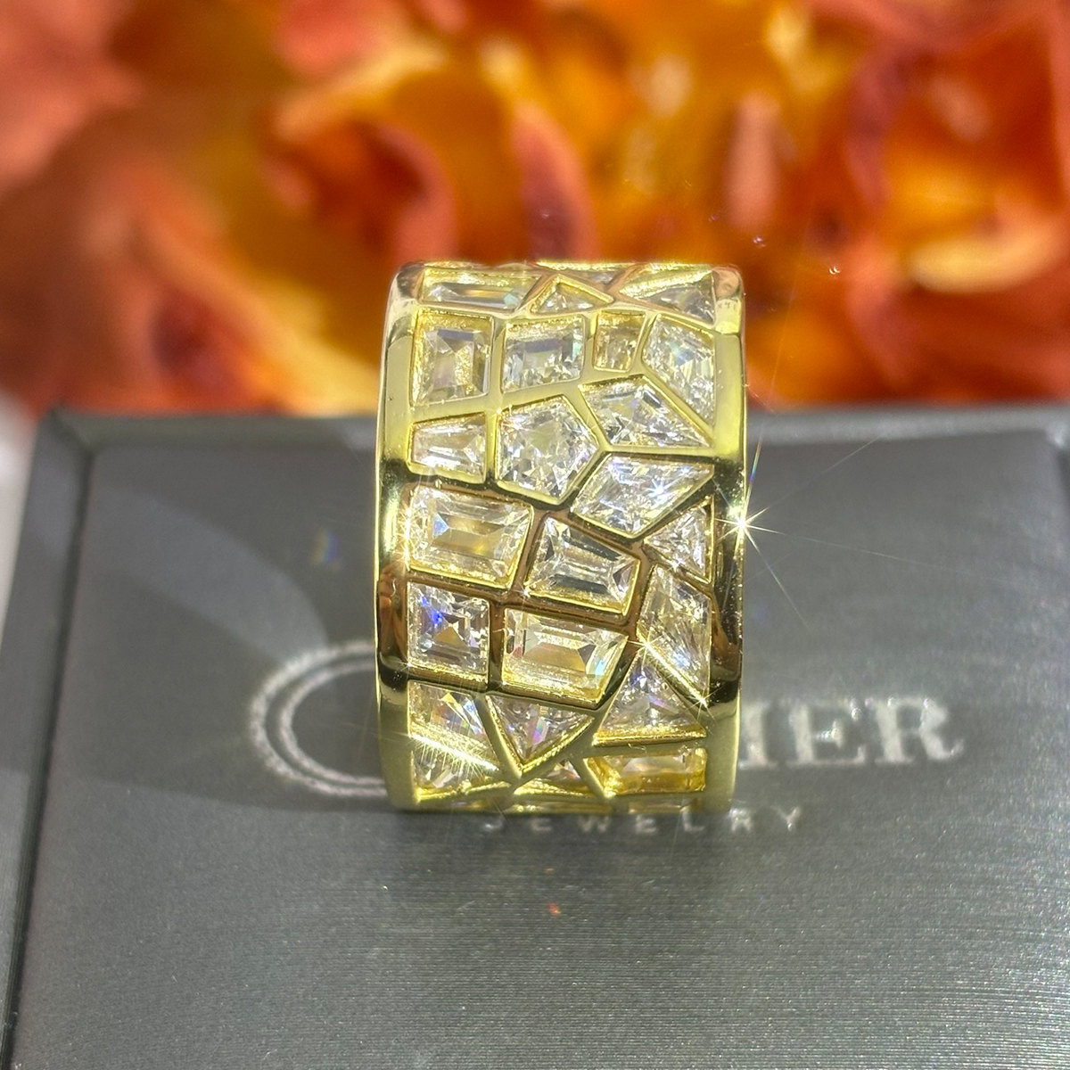 4.8ct Irregular Cut  White Sapphire Band for Men