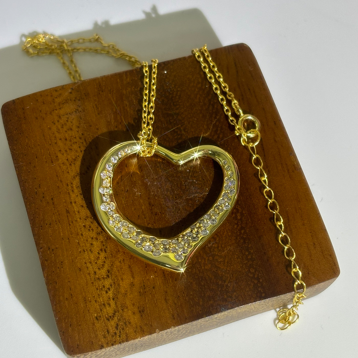 Scattered White Sapphire Heart Pendant Necklace