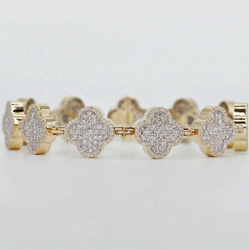 Four Leaf Clover White Sapphire Bracelet for Men