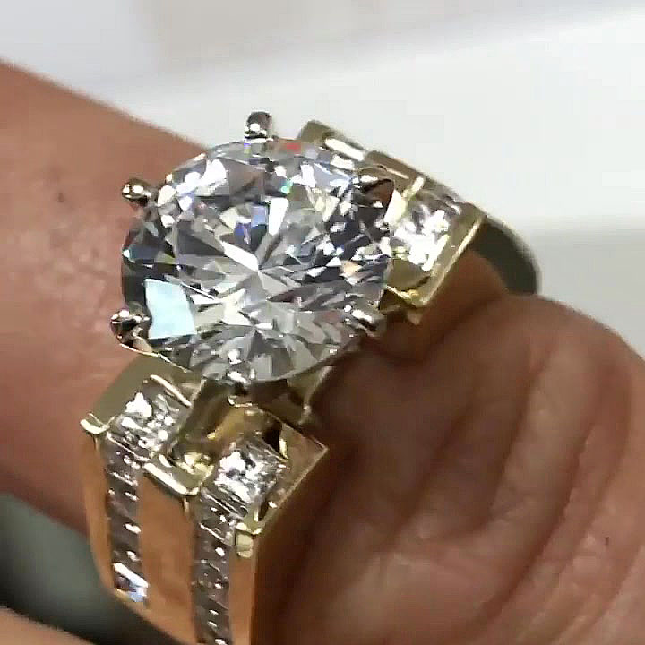 3ct Channel Setting  Round Cut Engagement Ring