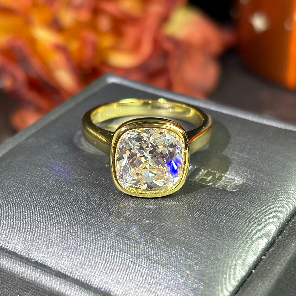 5ct Cushion Cut White Sapphire Solitaire Ring