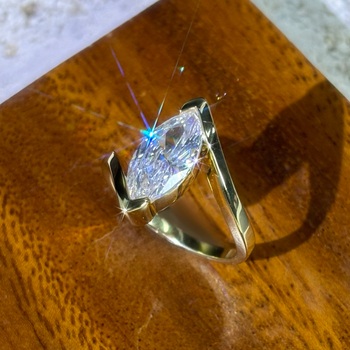 3ct Marquise Cut White Sapphire Engagement Ring