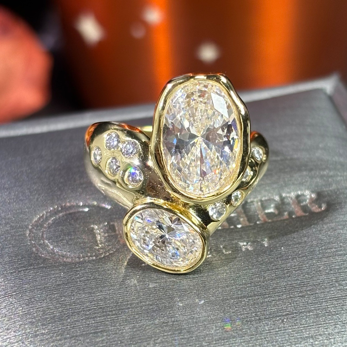 Oval Cut White Sapphire Irregular Unisex Ring / 1 Piece