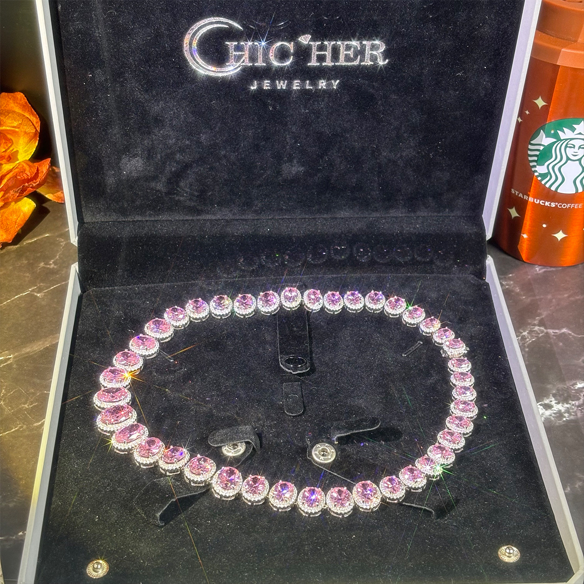 Oval Cut Fancy Pink Sapphire Necklace Choker