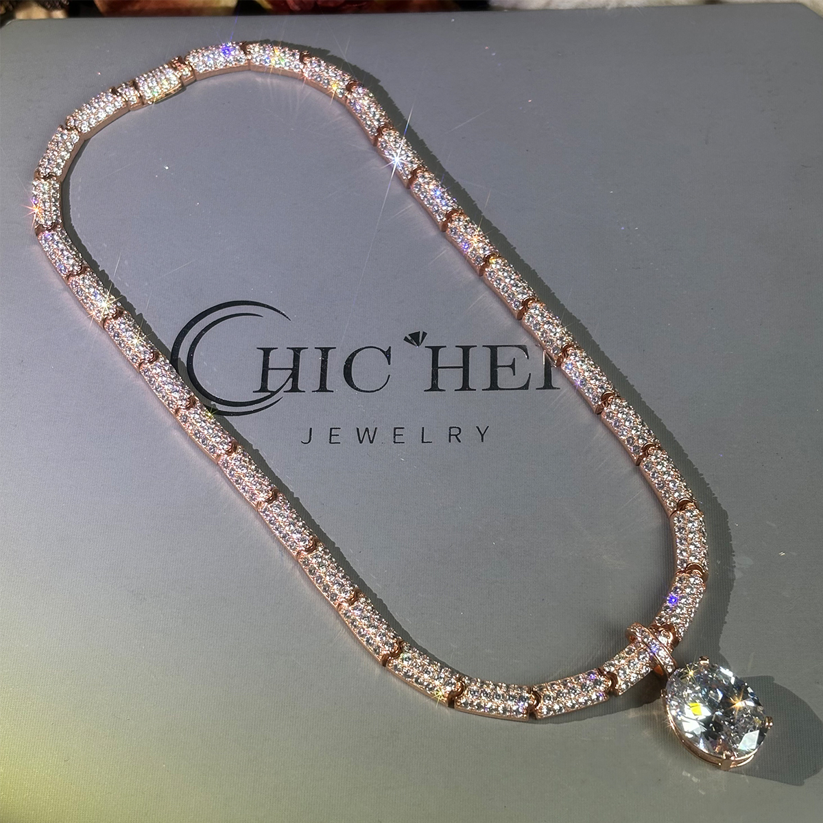 Luxury Oval Cut White Sapphire Choker Necklace