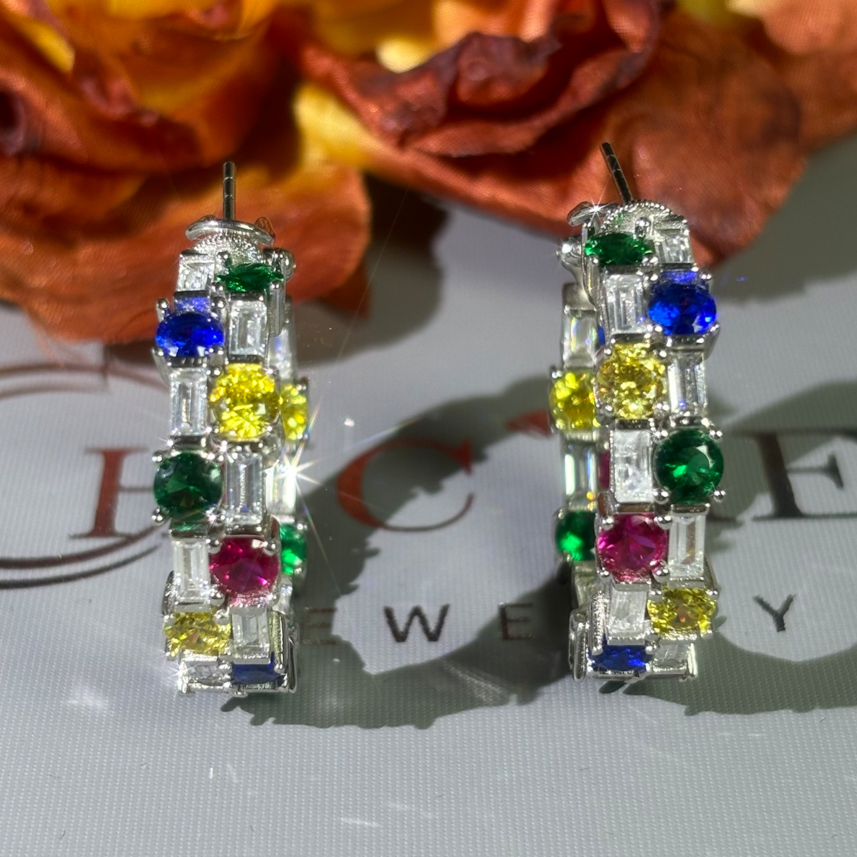 Fashion Colorful Sapphire Hoop Earrings