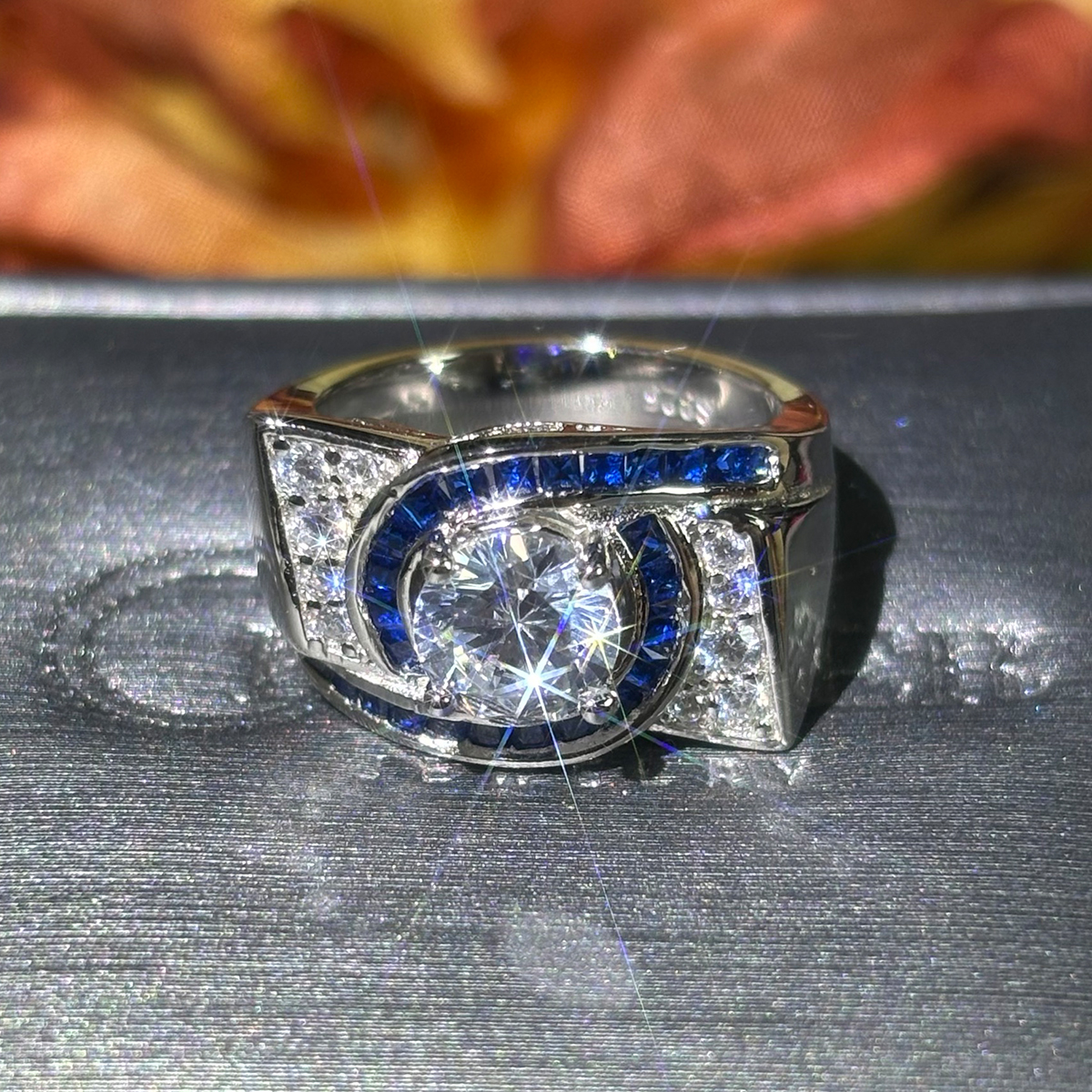 3ct Art Deco Round Cut White Sapphire Engagement Ring