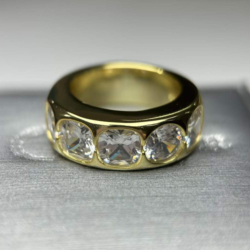 Cushion & Round Cut White Sapphire Wedding Band