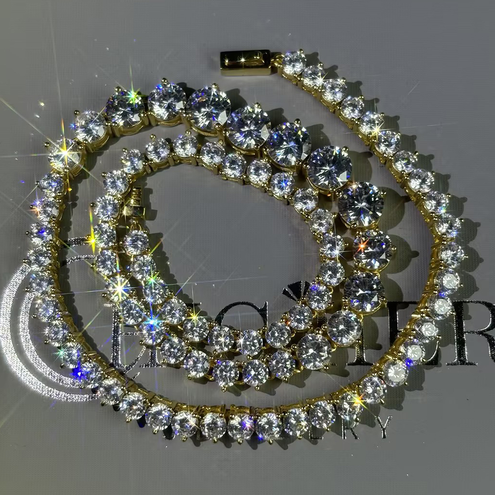 3-prong Round Cut White Sapphire Tennis Necklace