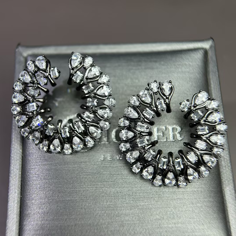 Pear & Emerald Cut White Sapphire Hoop Earrings