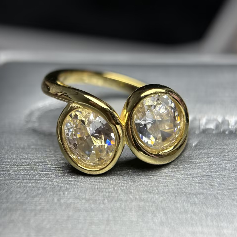 Toi et Moi Oval Cut Yellow Sapphire Engagement Ring