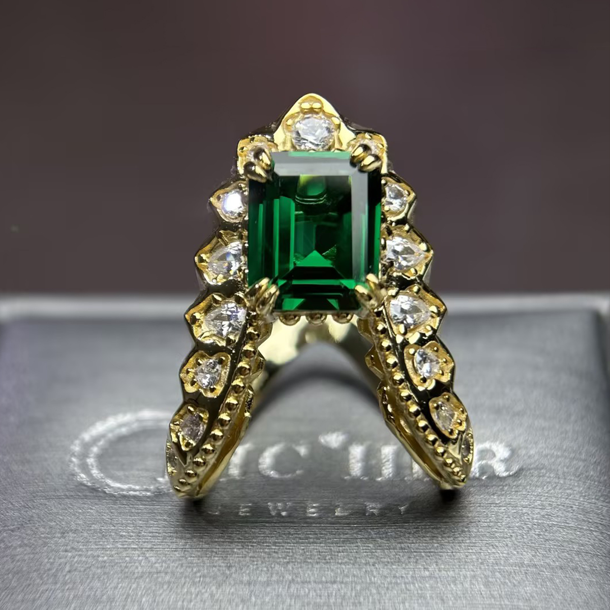 Emerald Cut Emerald Sapphire VANKI Ring