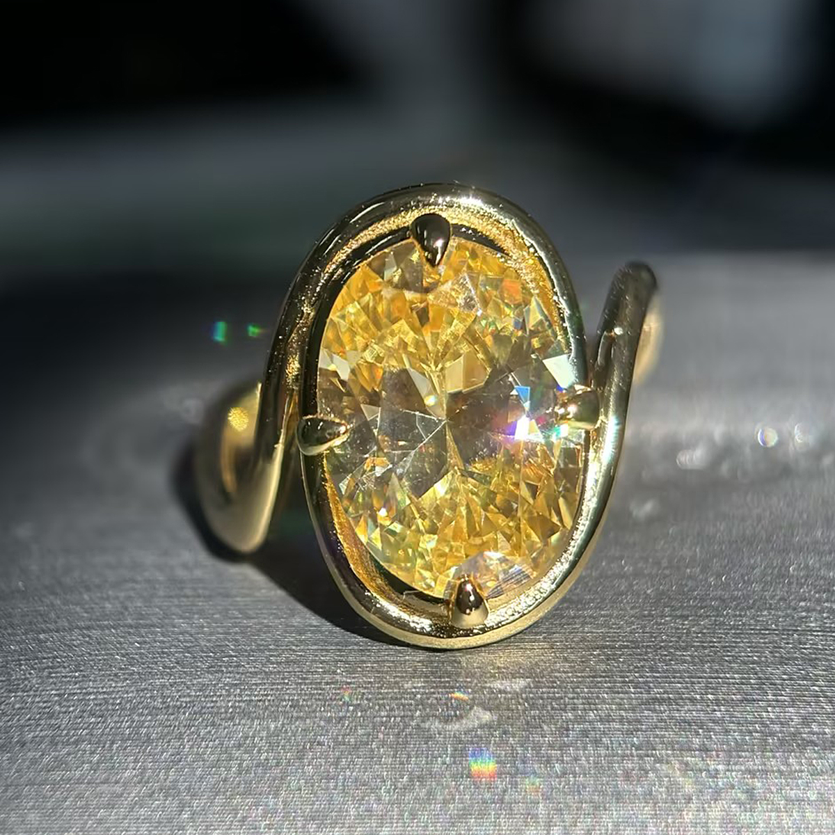 5ct Oval Cut Yellow Sapphire Solitaire Ring