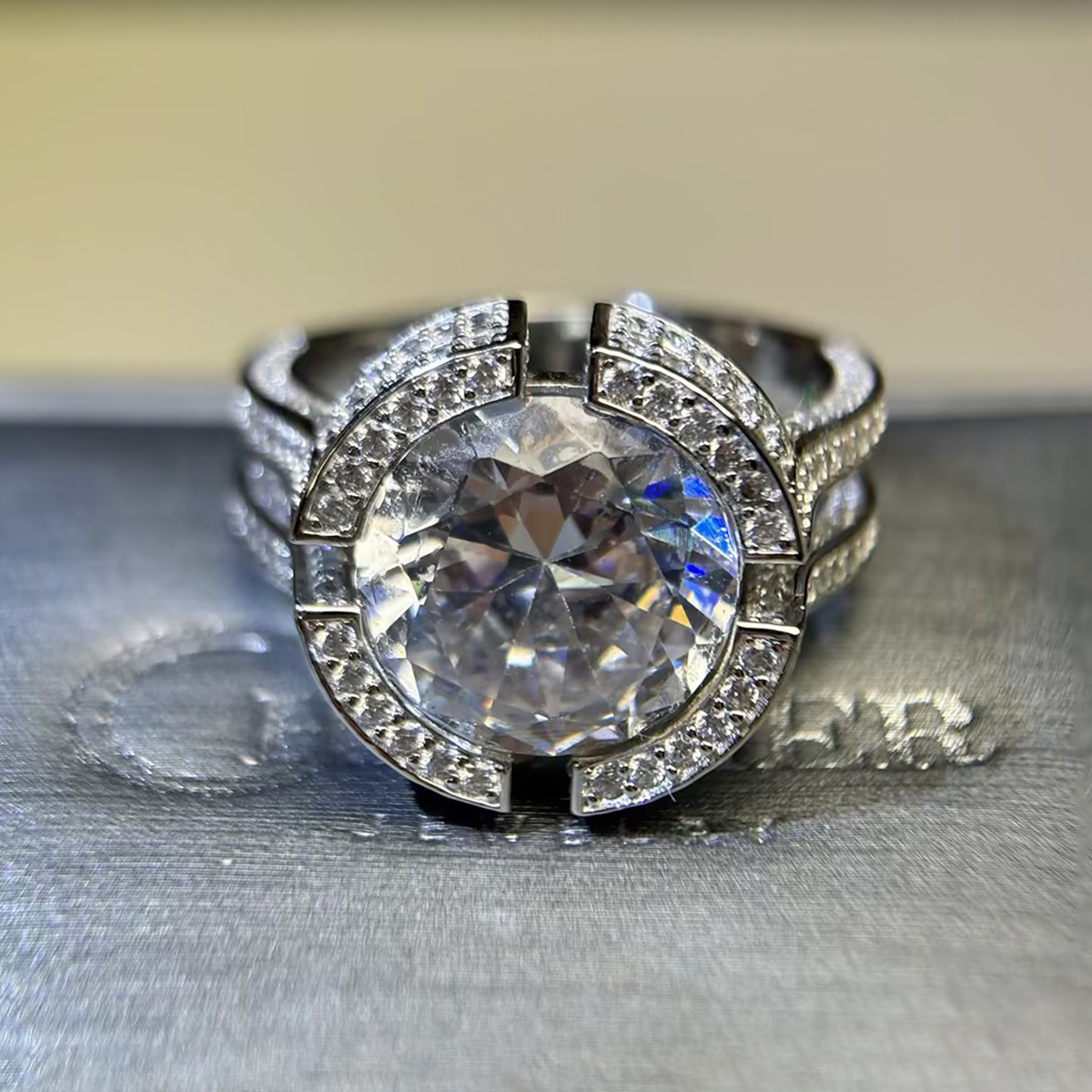 5ct Round Cut White Sapphire Cocktail Ring