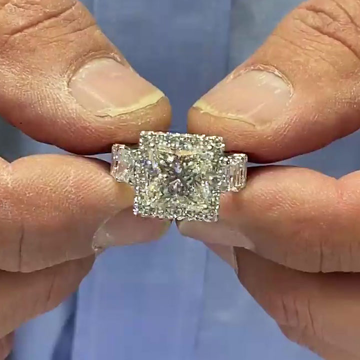 4ct Princess Cut White Sapphire Engagement Ring