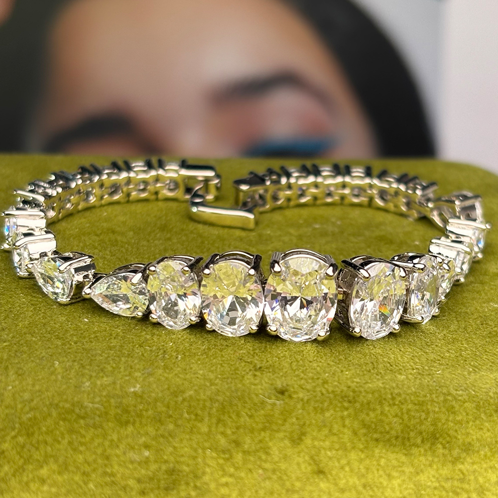 Oval & Pear Cut White Sapphire Bracelet