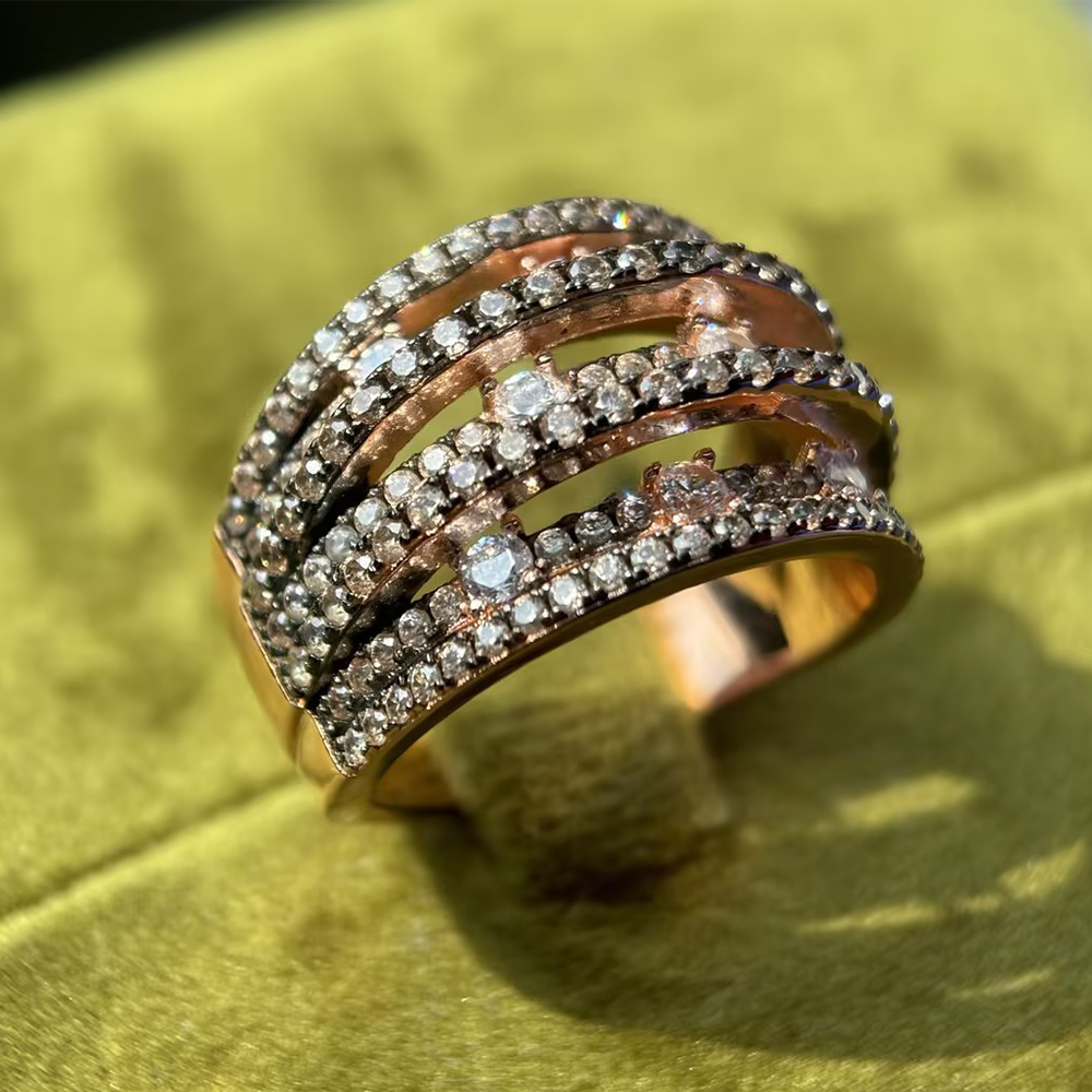 Round Cut  Multi-Row White Sapphire Eternity Ring