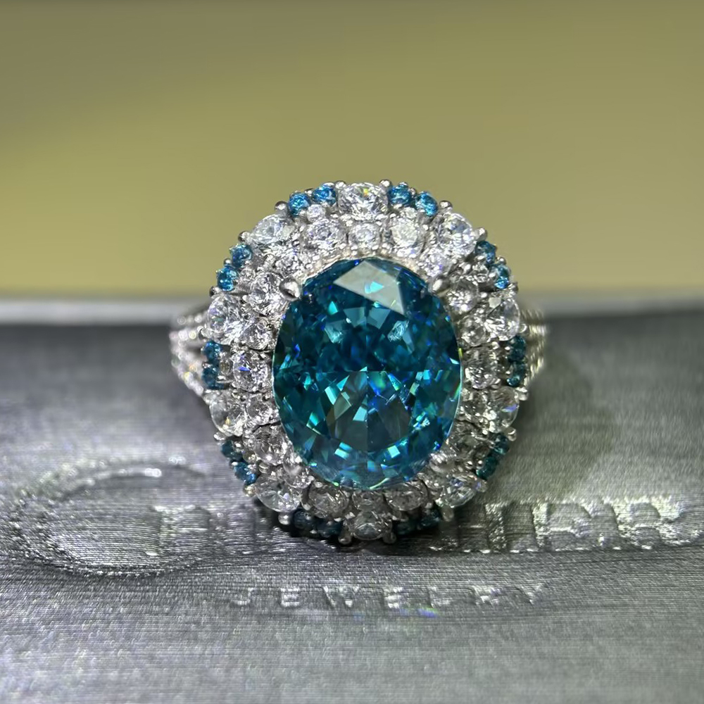 Paraiba Tourmaline & White Sapphire Double Halo Ring