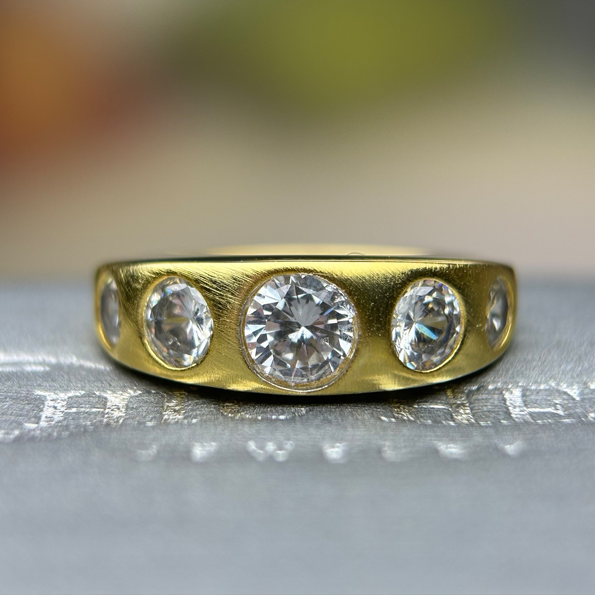 Graduated Old Mine Cut Diamond 5-Stone Band Ring