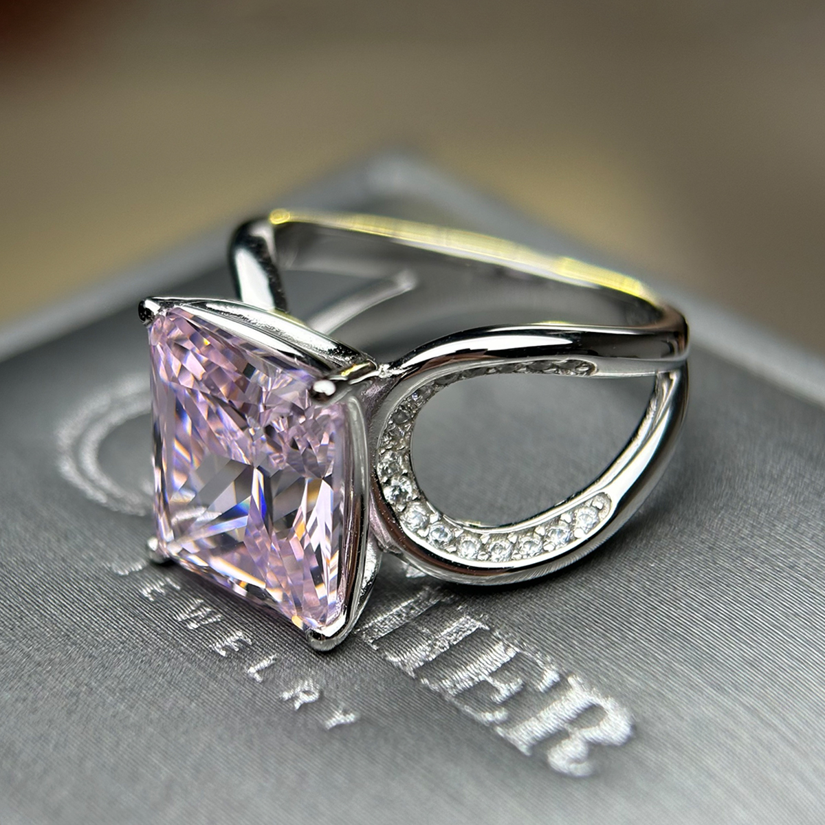 Elegant 5ct Radiant Cut Light Pink Sapphire Engagement Ring