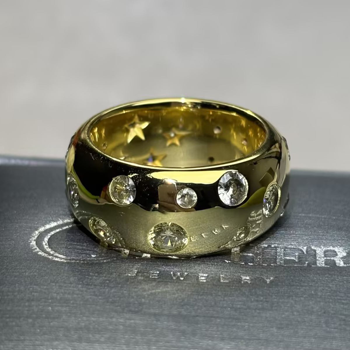Pave Yellow Sapphire Bubble Dome Band Ring