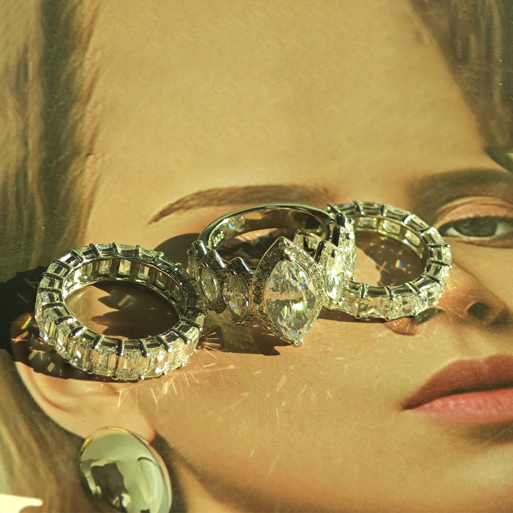 5ct Halo Marquise Cut Diamond Wedding Set/3pcs