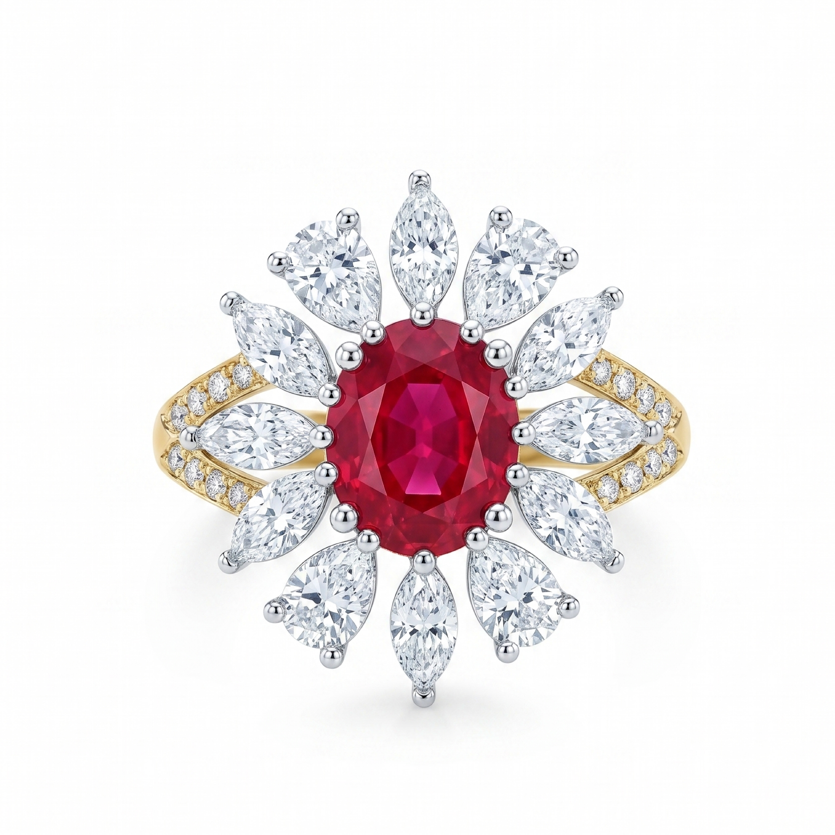 Original Design - 1.5ct Oval Cut Ruby Sapphire Engagement Ring