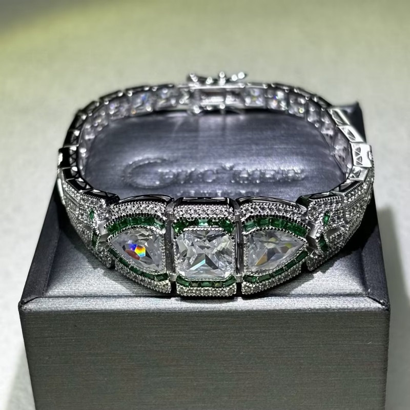 Art Deco Asscher & Shield Cut White Sapphire Bracelet