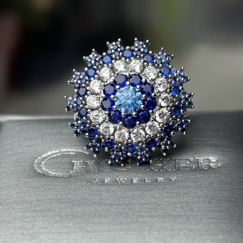 4.25ct Round Cut Blue Sapphire Cocktail Ring