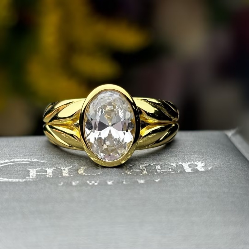 Original Design - 2ct Oval Cut White Moissanite Engagement Ring