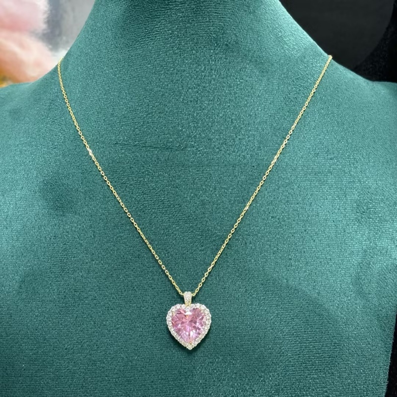 8ct Heart Cut Pink Sapphire Necklace