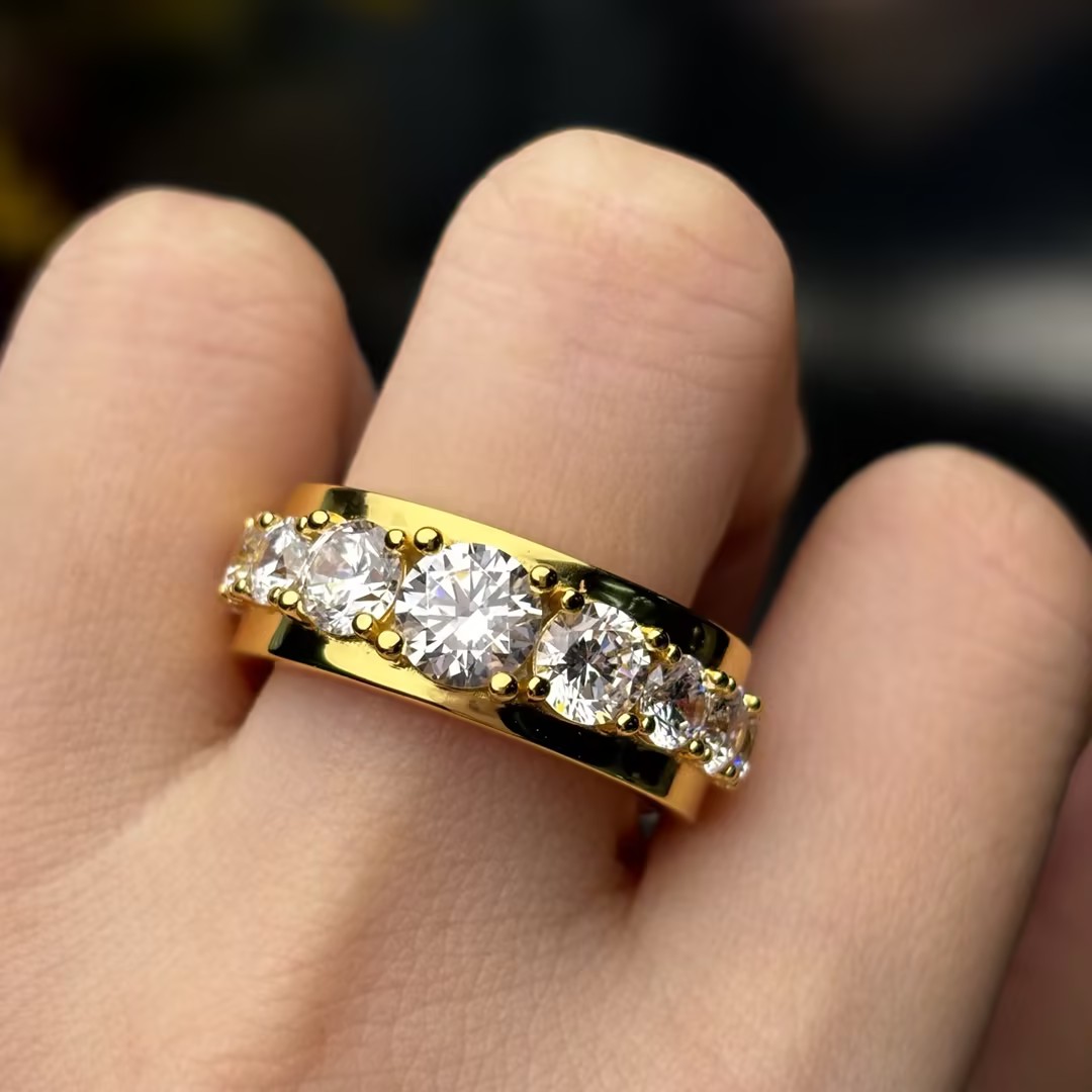 Classic 10ctw Round Cut White Sapphire Wedding Band