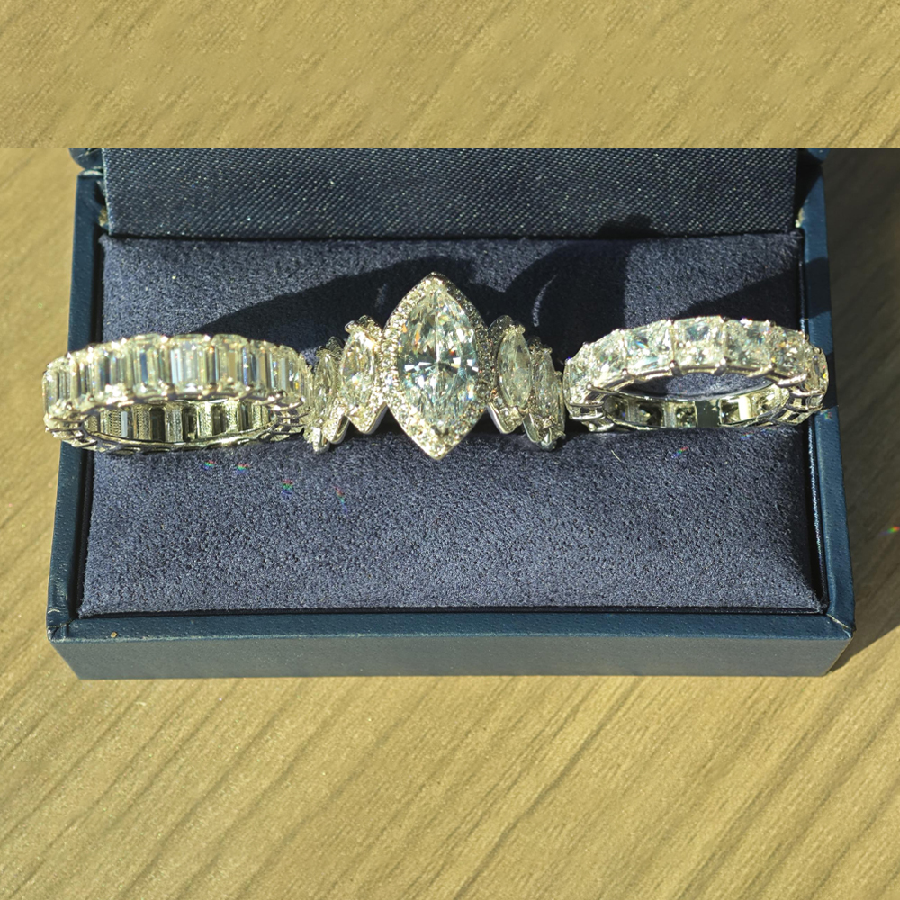 5ct Halo Marquise Cut Diamond Wedding Set/3pcs