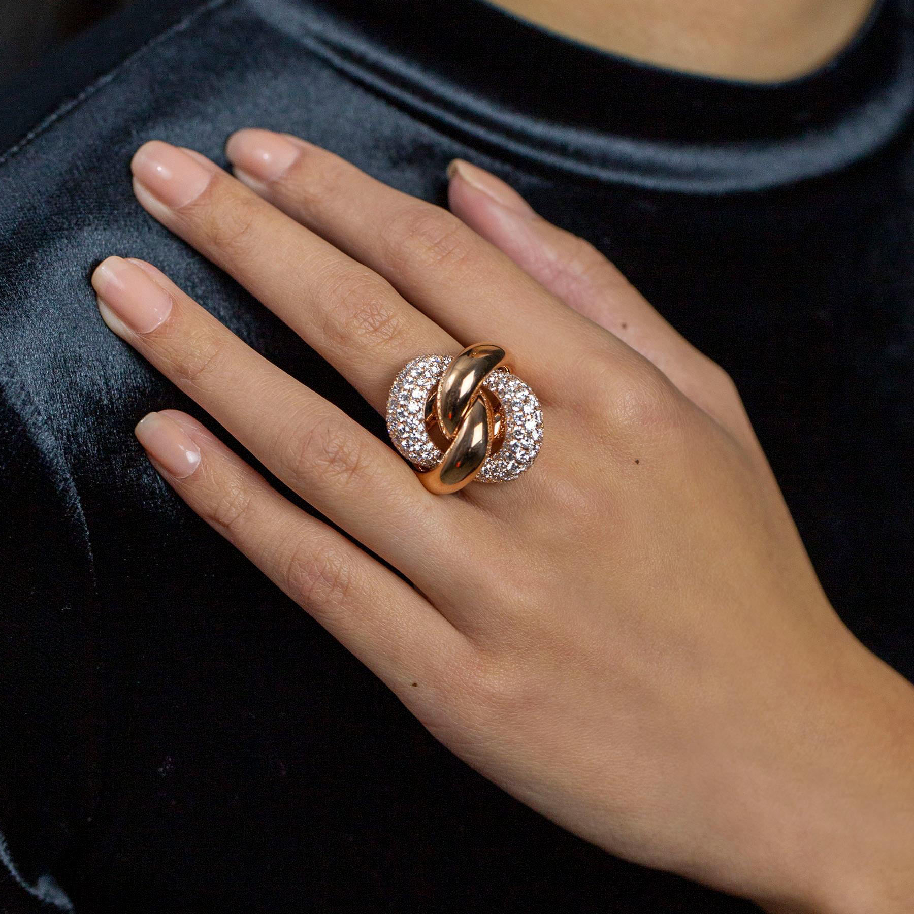 4.85ct Micro-pave Setting Round Cut White Sapphire Intertwined Cocktail Ring