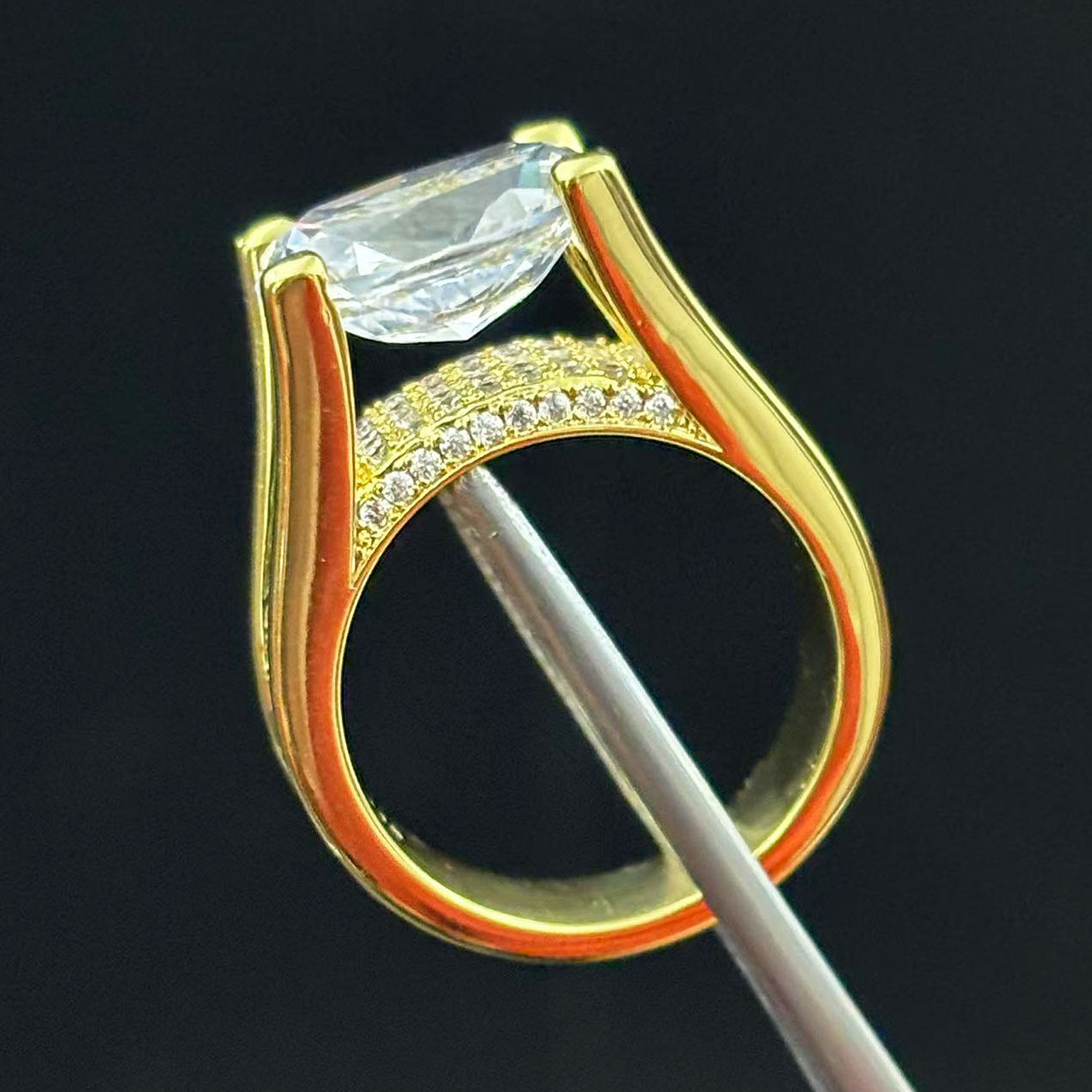 3.5ct East-west Design Oval Cut Engagement Ring