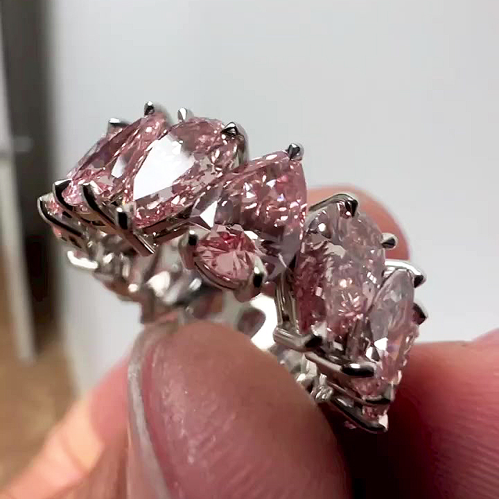 6.25ct Pear Cut Pink Sapphire Eternity Ring