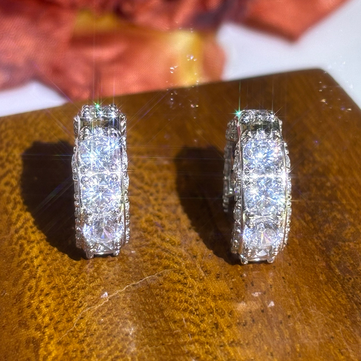 Fashion Round Cut White Sapphire Hoop Earrings