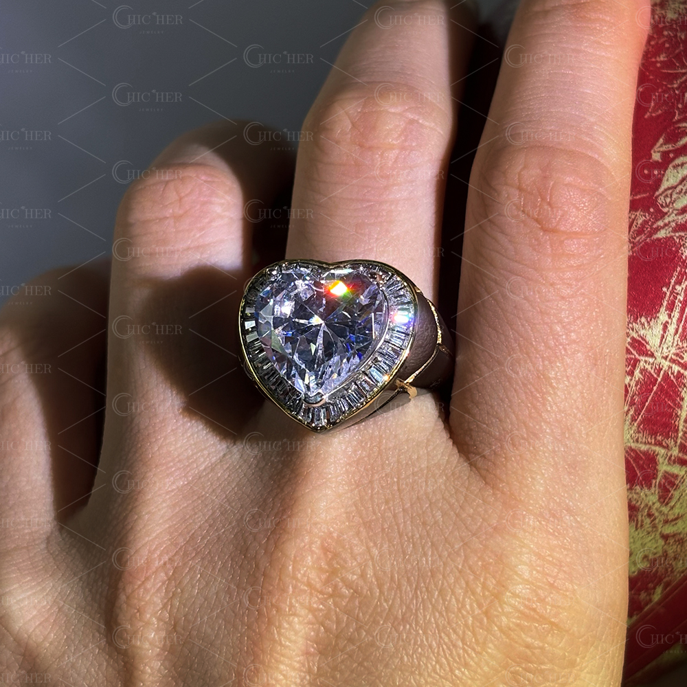 5ct Heart Cut White Sapphire Engagement Ring