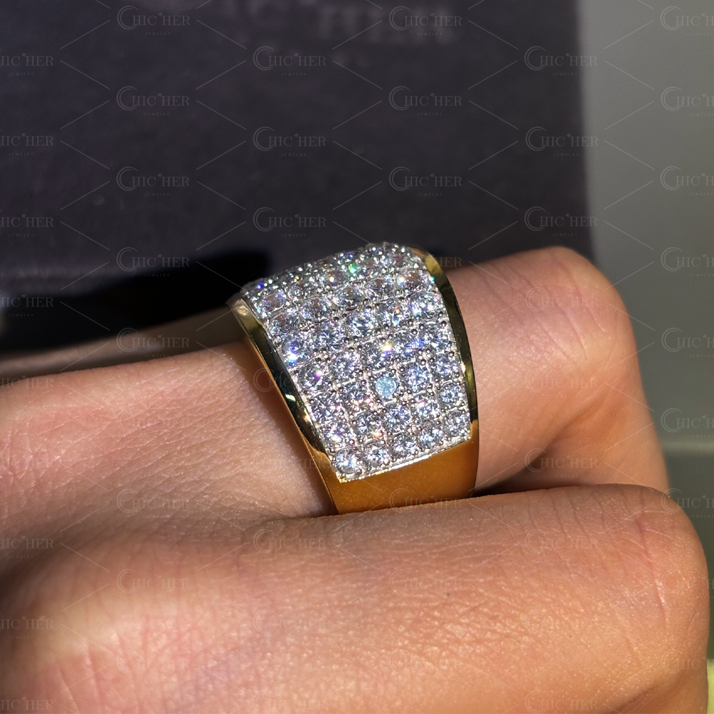 6.85ct Micro Pave Setting Round Cut White Sapphire Wedding Ring