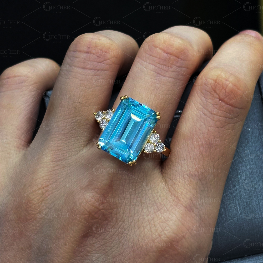 7ct Princess Diana Aquamarine Ring Meghan Markle Cocktail Ring