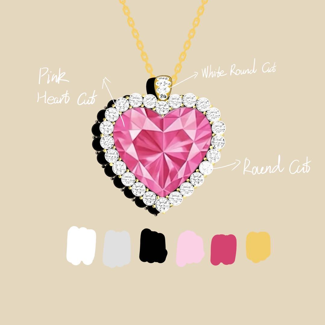5ct Heart Cut Pink Sapphire Necklace