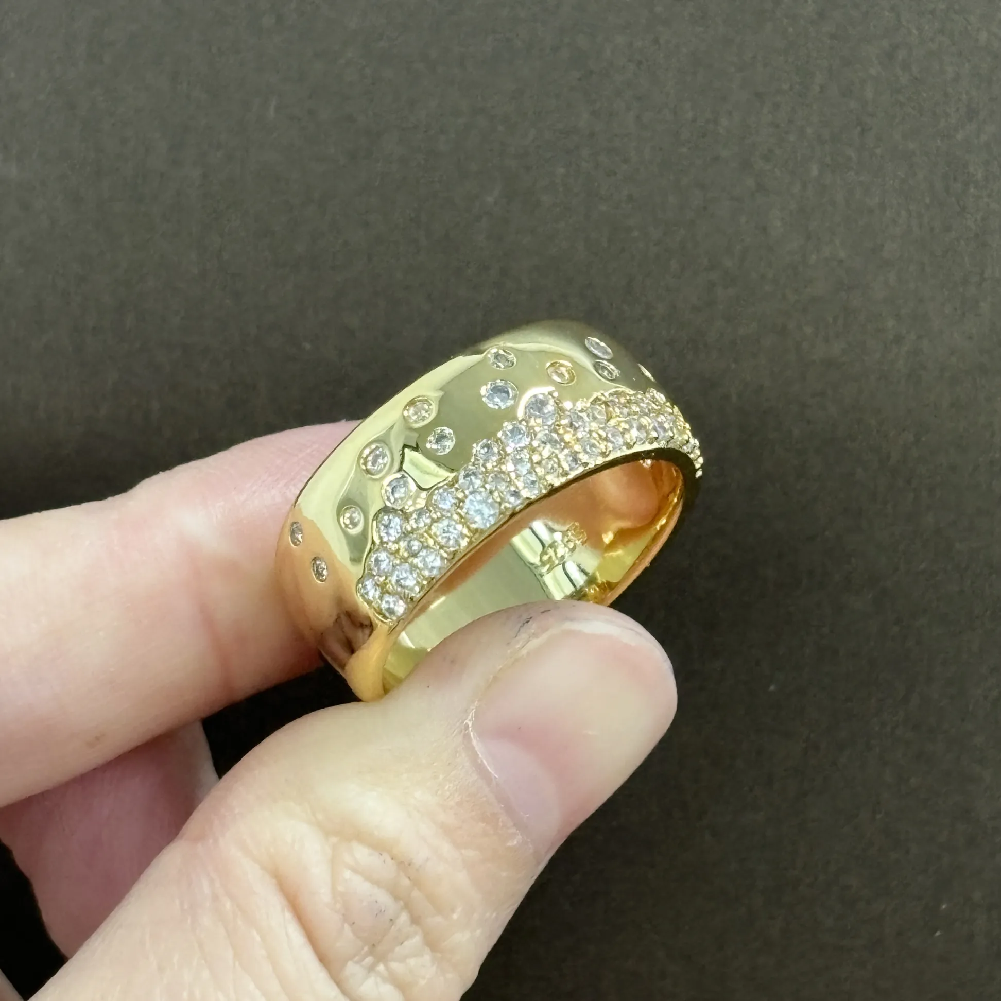 1.35ct Scattered Diamond Cigar Band In Gold Plating