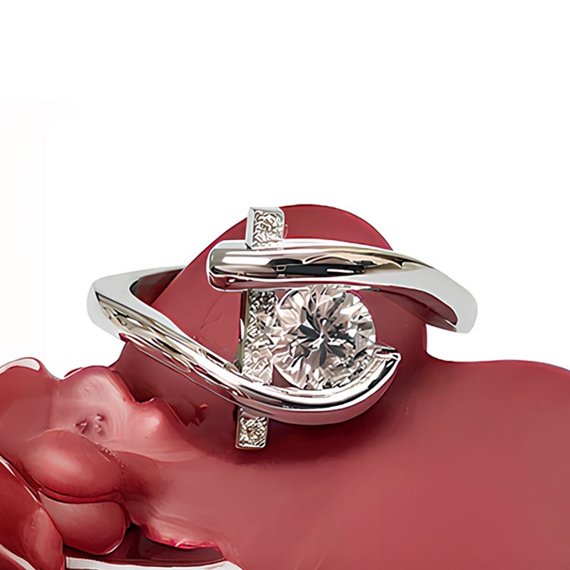 D-Shank 3ct Round Cut White Sapphire Engagement Ring