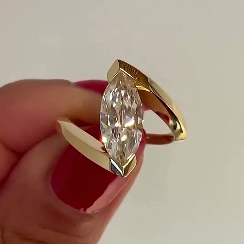 3ct Marquise Cut White Sapphire Engagement Ring