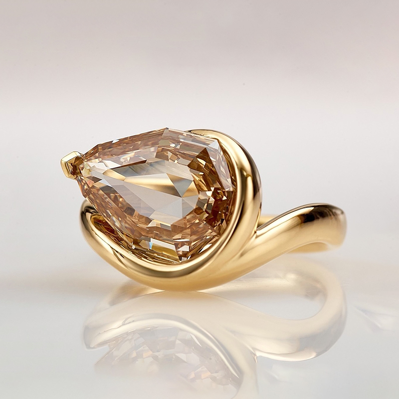 5ct Pear Cut Colored Diamond Solitaire Ring