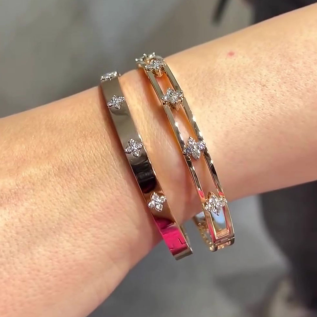 Hallow Round Cut White Sapphire Bangle