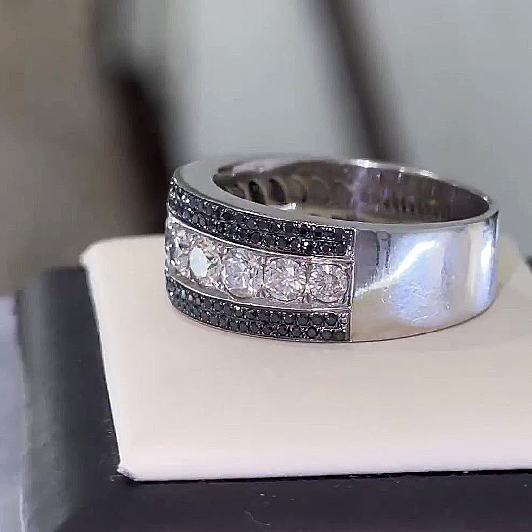 2.35ct Round Cut White Sapphire Eternity Ring For Men