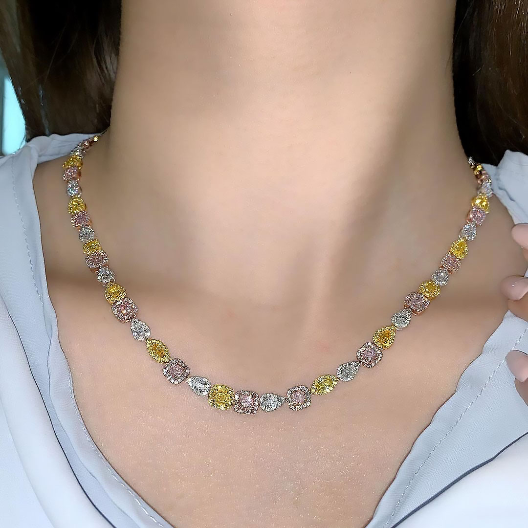 Multi-cut Rainbow Sapphire Necklace