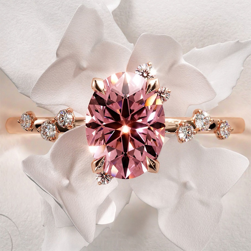 3ct Oval Cut Pink Sapphire Engagement Ring